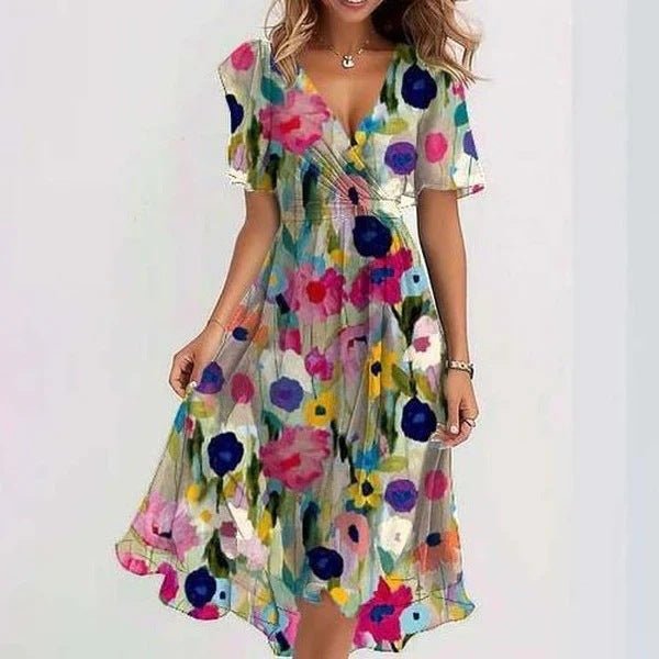 Floral Chiffon Midi Dress | Flutter Sleeves | Lightweight Fabric | Summer Boho Style