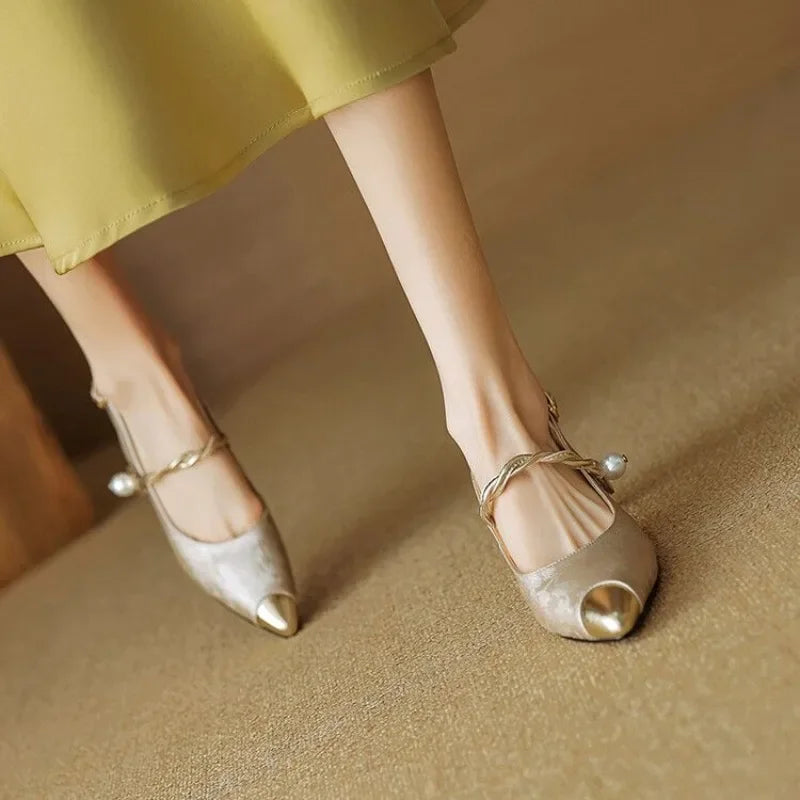 ASTRID | PEARL EMBELLISHED SLINGBACK HEELS