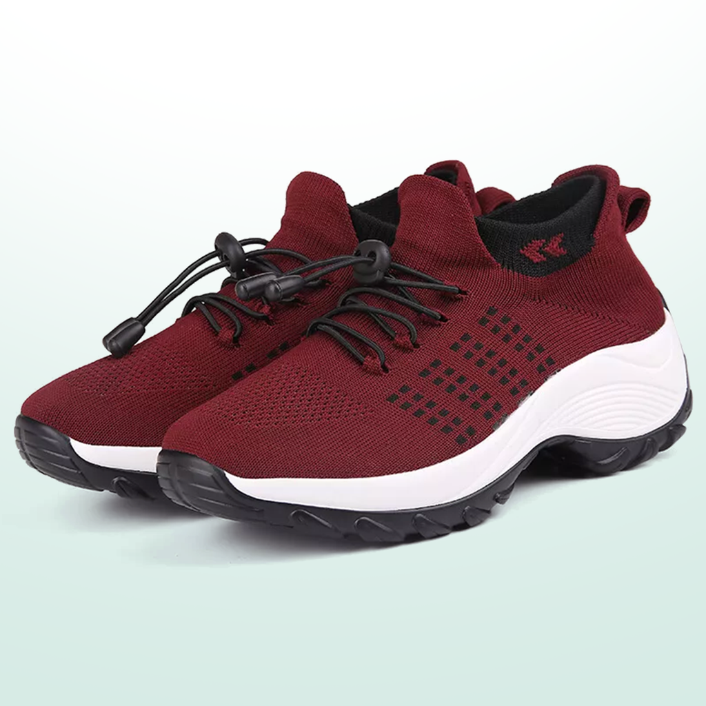 Ambulo Orthopedic Shoes Knit Fabric - Black Red
