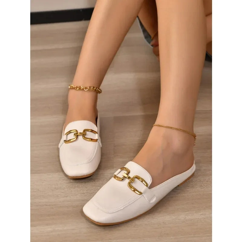CELINE | ELEGANT CLOSED TOE SLIP ON SANDALS