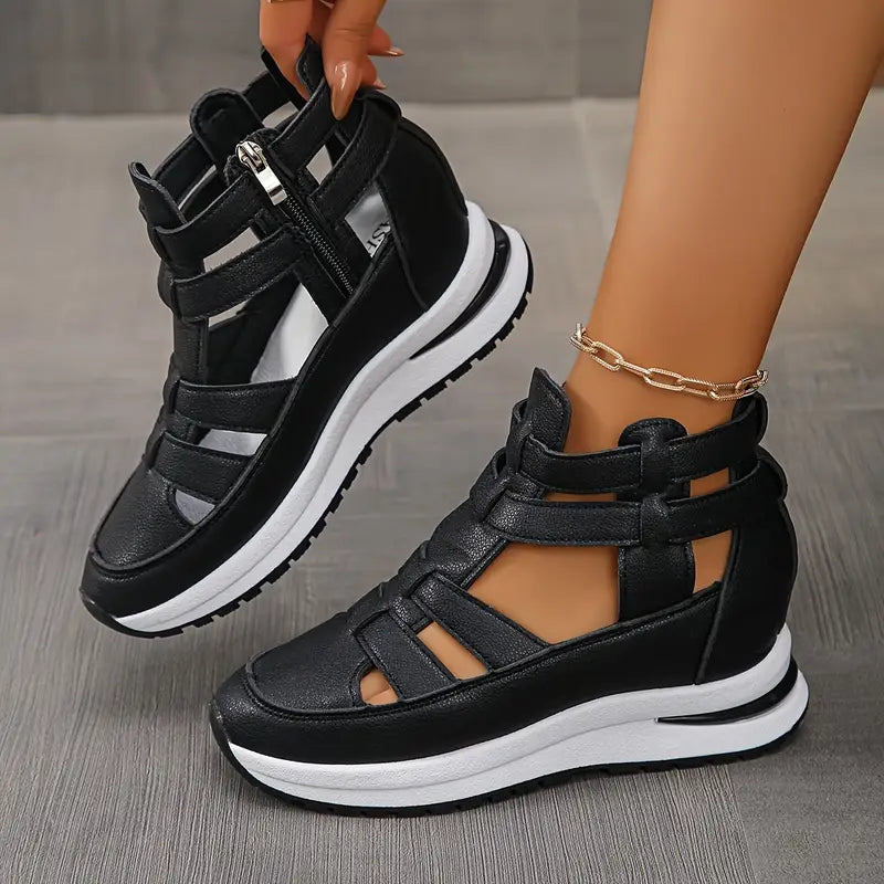 SAFRINA | STYLISH ZIPPERED WEDGE SANDALS