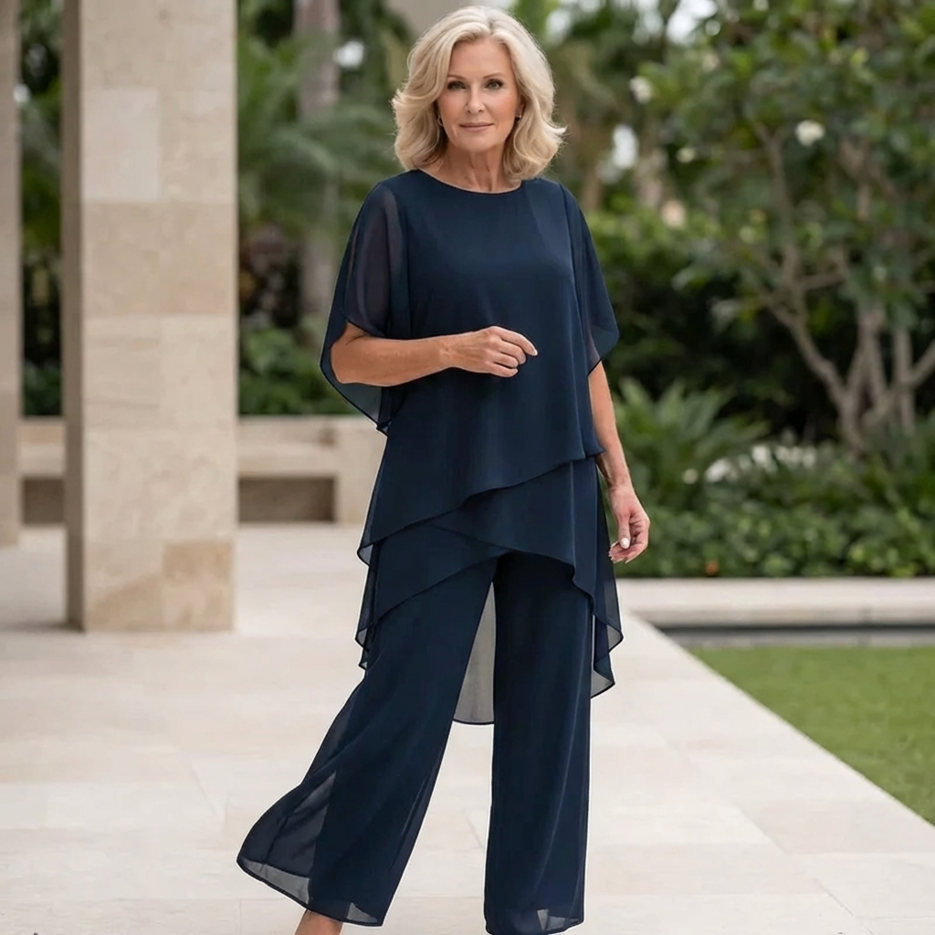 Margaret™ | Suit with draped palazzo pants