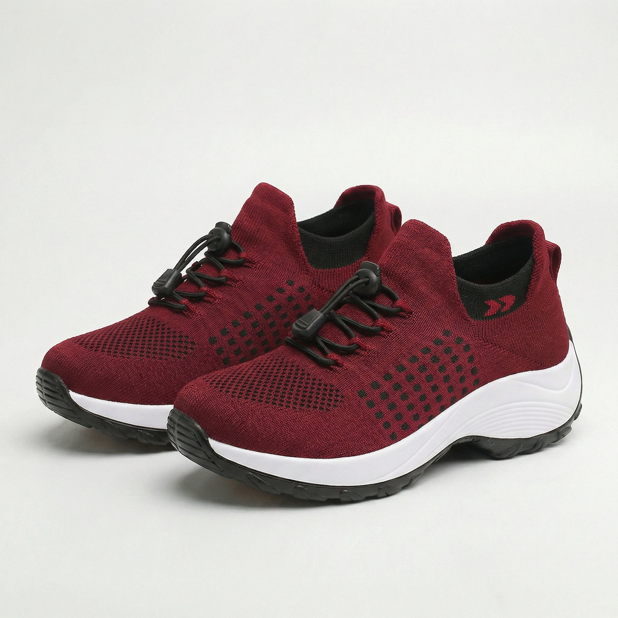 Ambulo Orthopedic Shoes Knit Fabric - Black Red