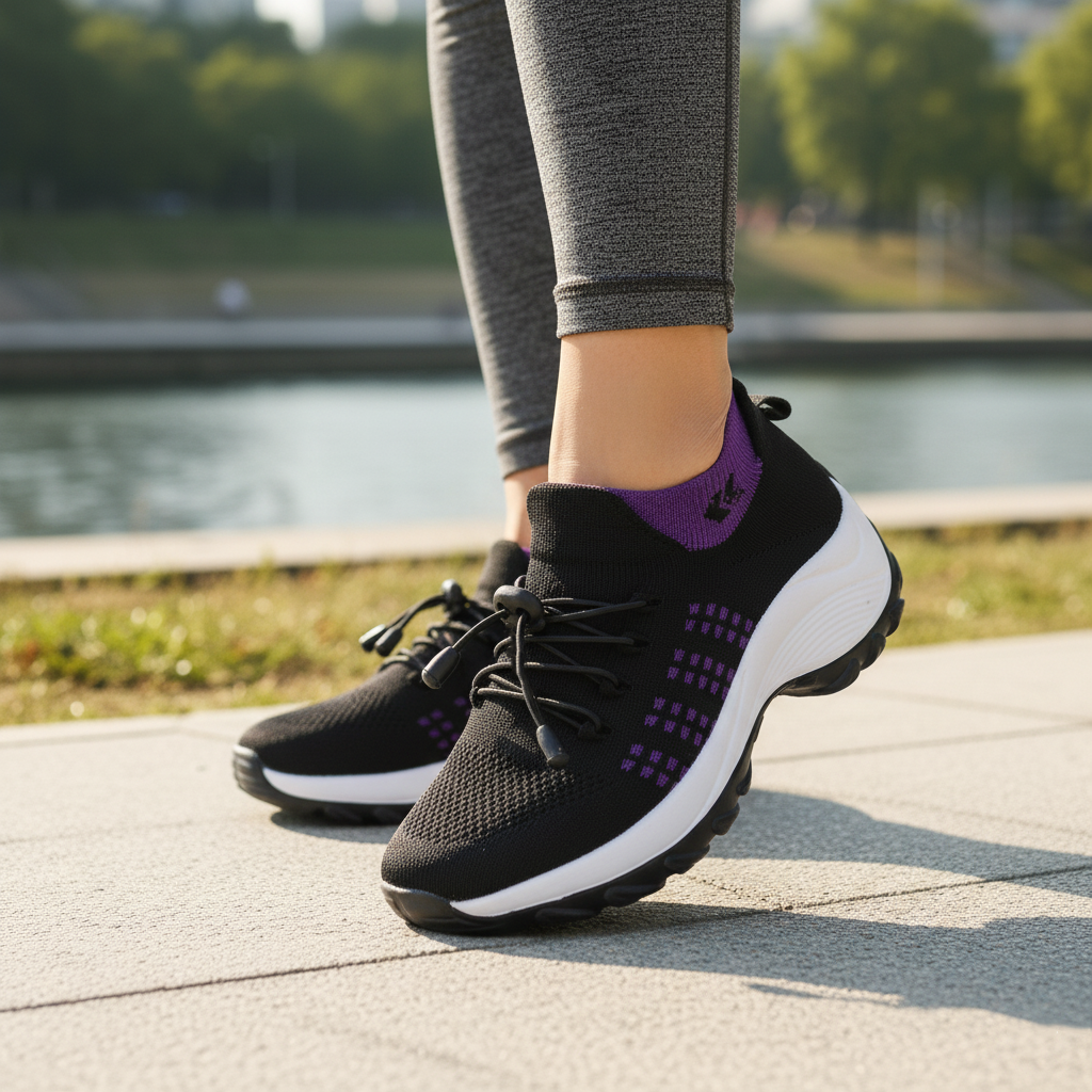 Ambulo Orthopedic Shoes Knit Fabric - Purple Black