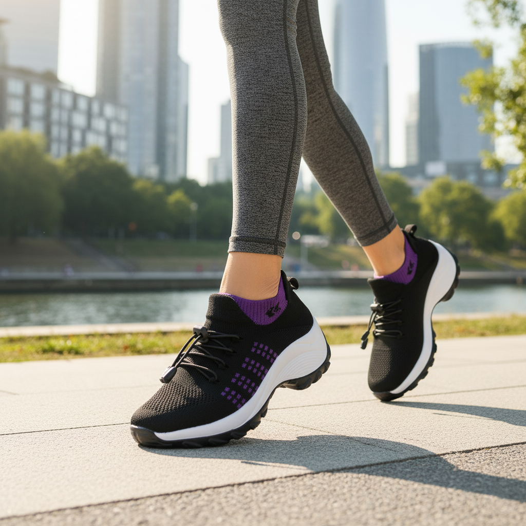 Ambulo Orthopedic Shoes Knit Fabric - Purple Black